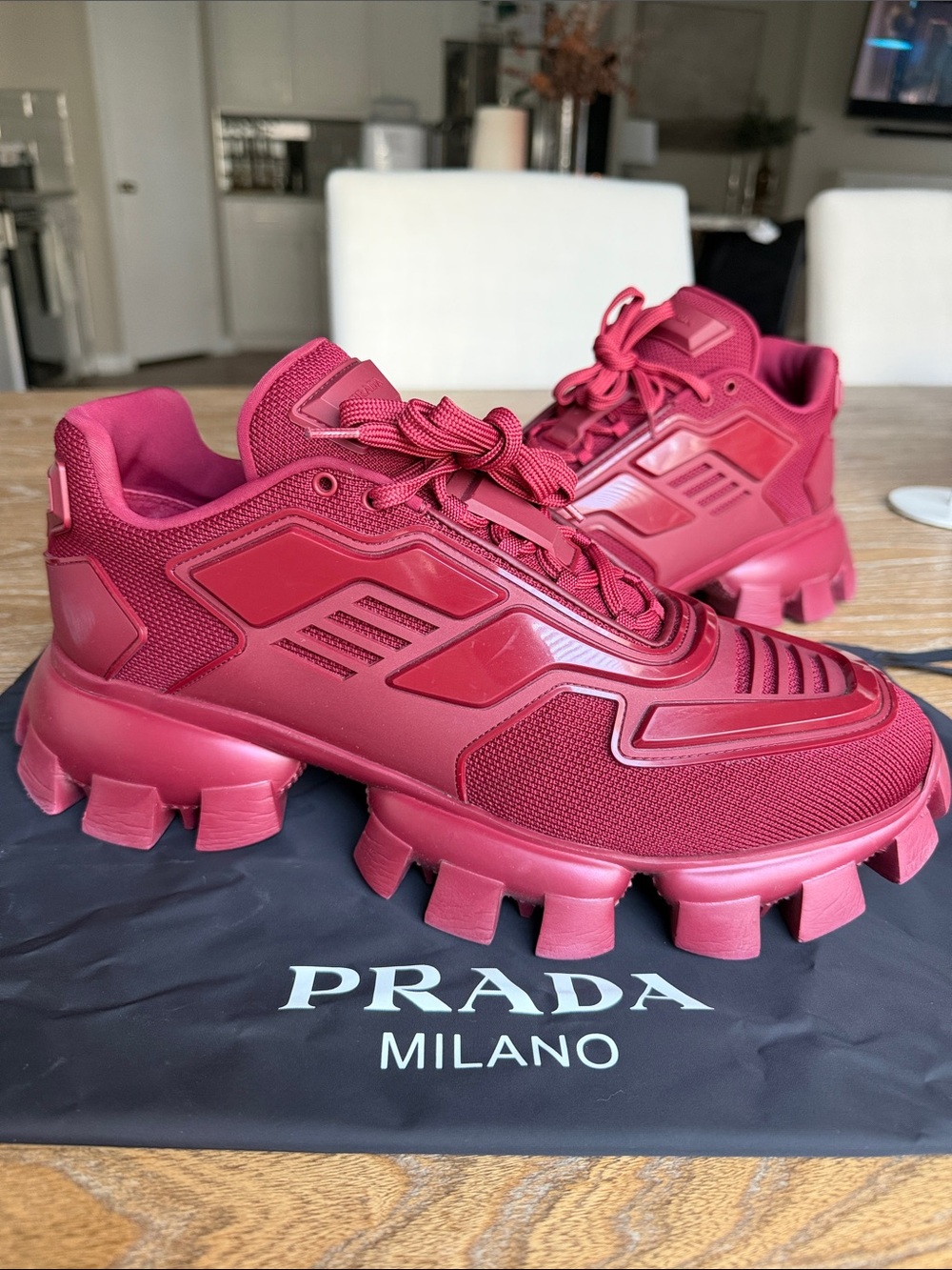 Prada Red Cloudbust Thunder Sneakers